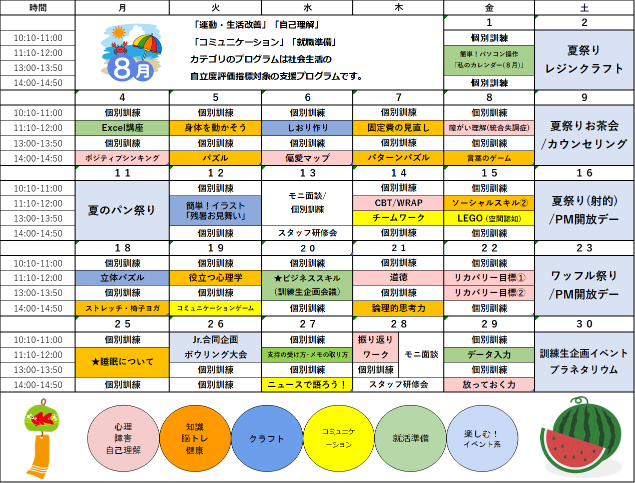8月自立訓練プログラム