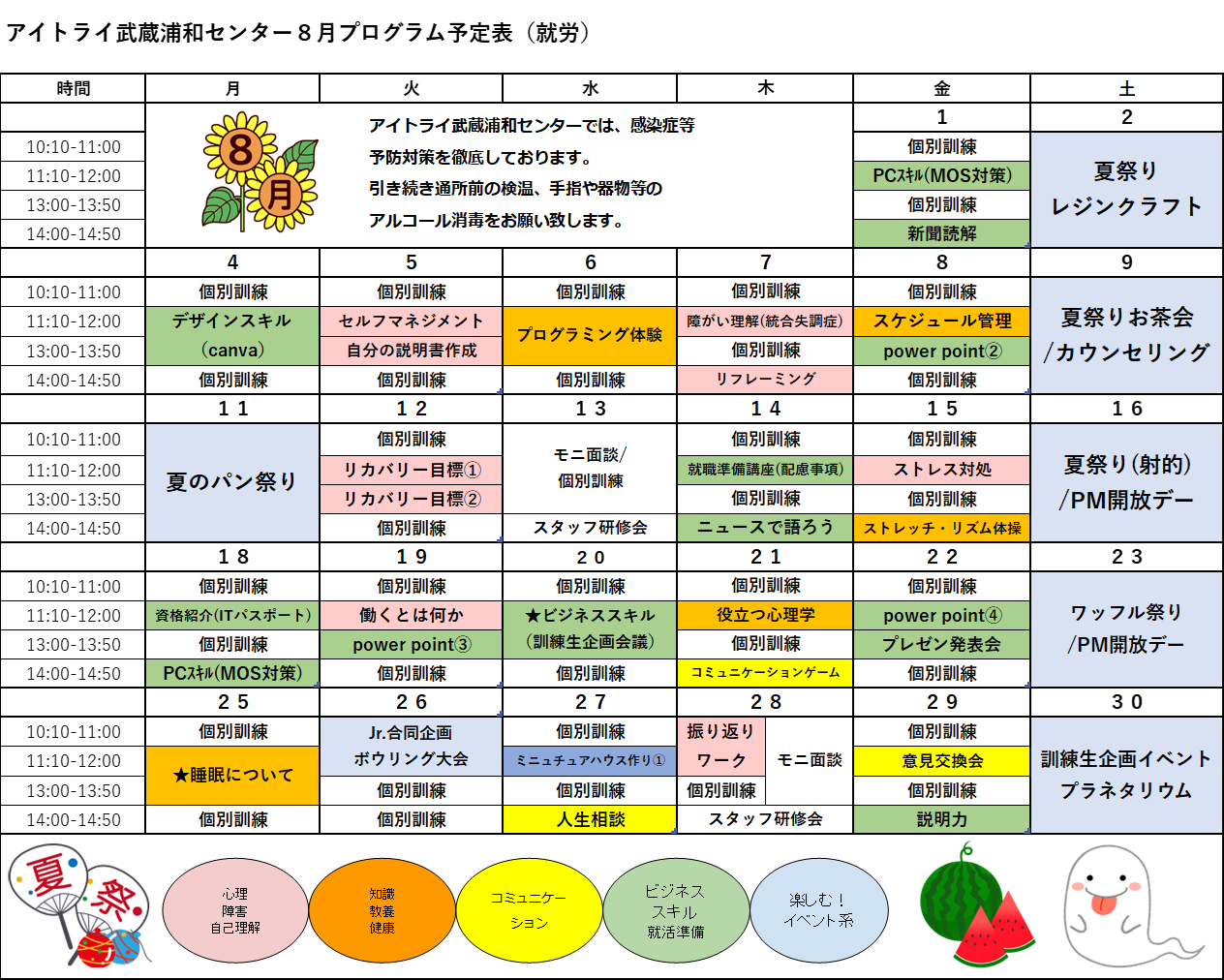8月就労訓練プログラム