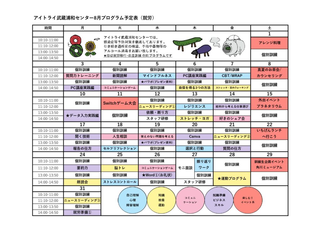 2026年プログラム表（就労移行）